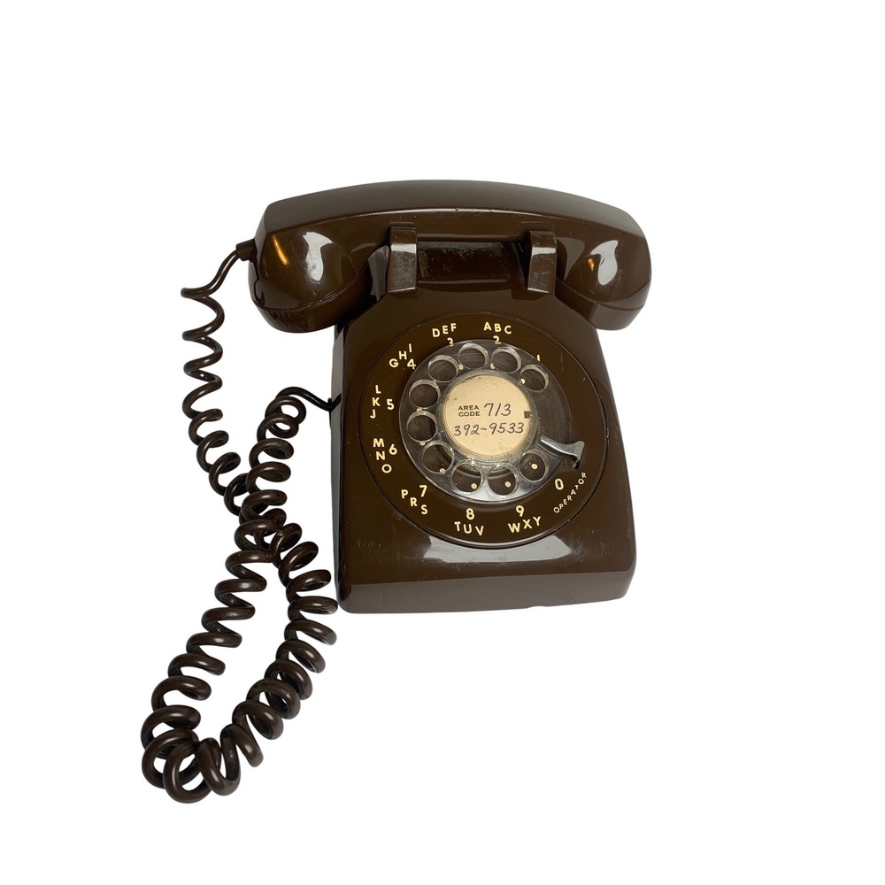 Vintage Rotary Dial Telephone Chocolate Brown Retro 500 Series Landline Phone